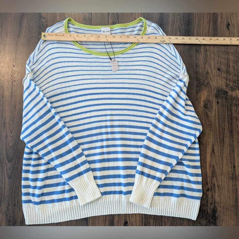 Nic+Zoe Striped Up Supersoft Sweater Blue White Stripes NWT Size 2X - Picture 10 of 11
